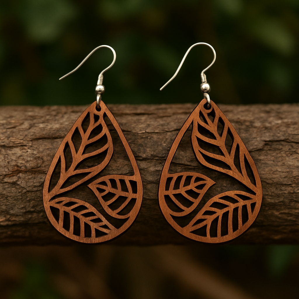 Teardrop Leaves- Wooden Earrings