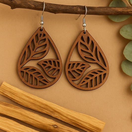 Teardrop Leaves- Wooden Earrings